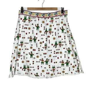 Vintage Upcycled Apple Print Skirt Womens Size 8 80s Retro Unique Artsy Handmade